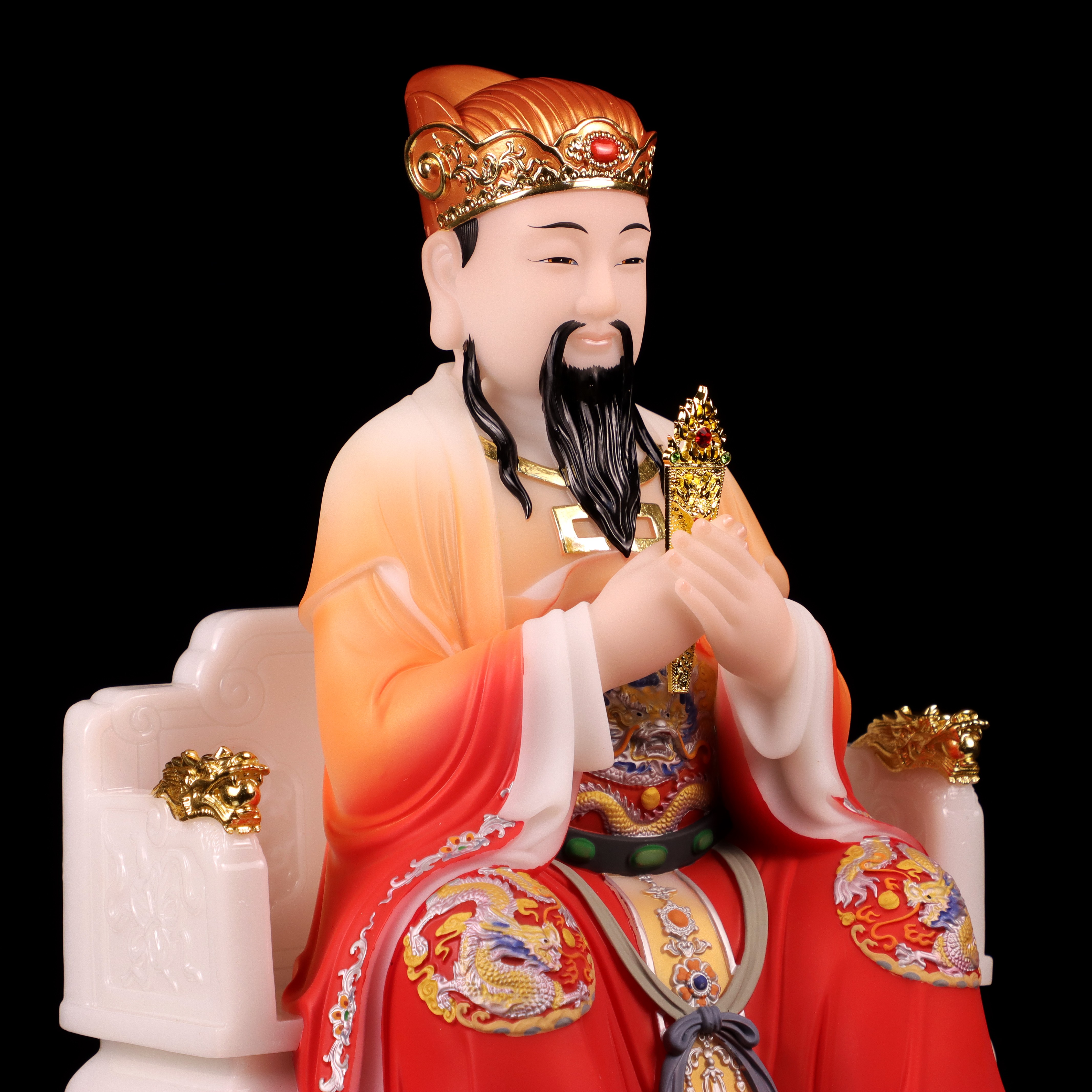 城隍爷像城隍庙守护城池16寸汉白玉佛像居家居家客摆件