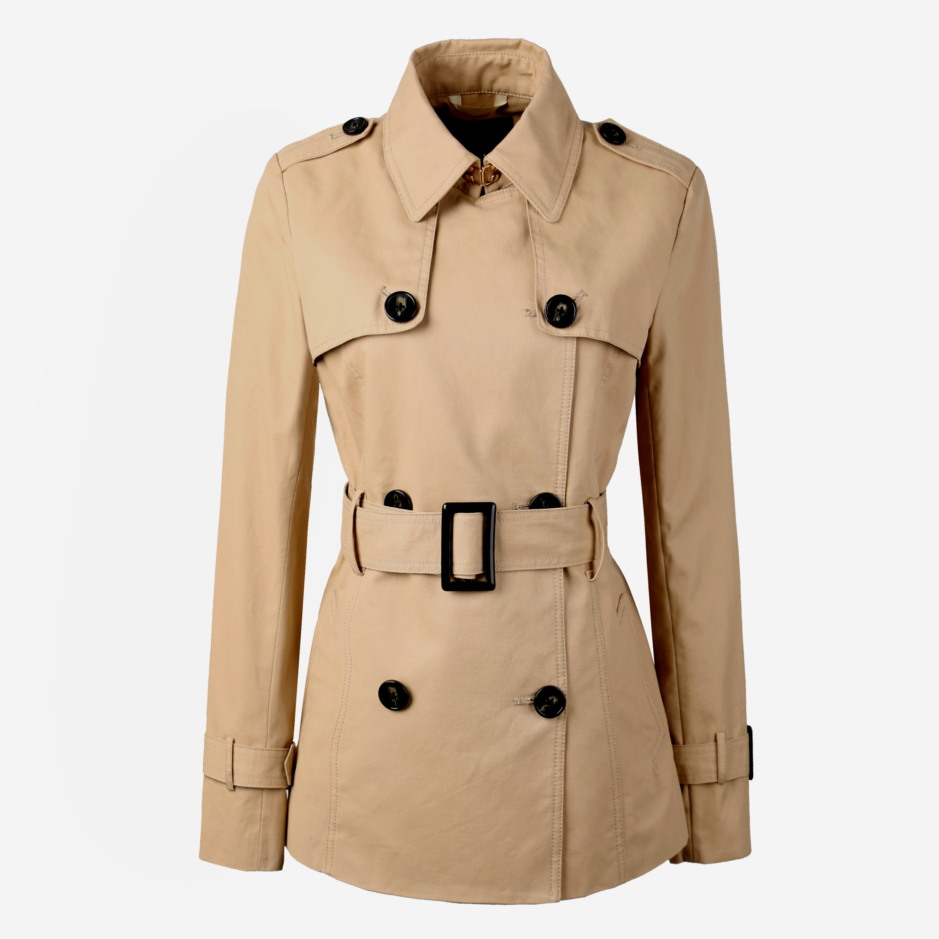 女装风衣经典简洁短款腰带合体外套w3y831风衣