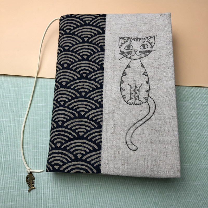 定制青海海波布艺手工书套书皮书衣手封皮萌猫书皮