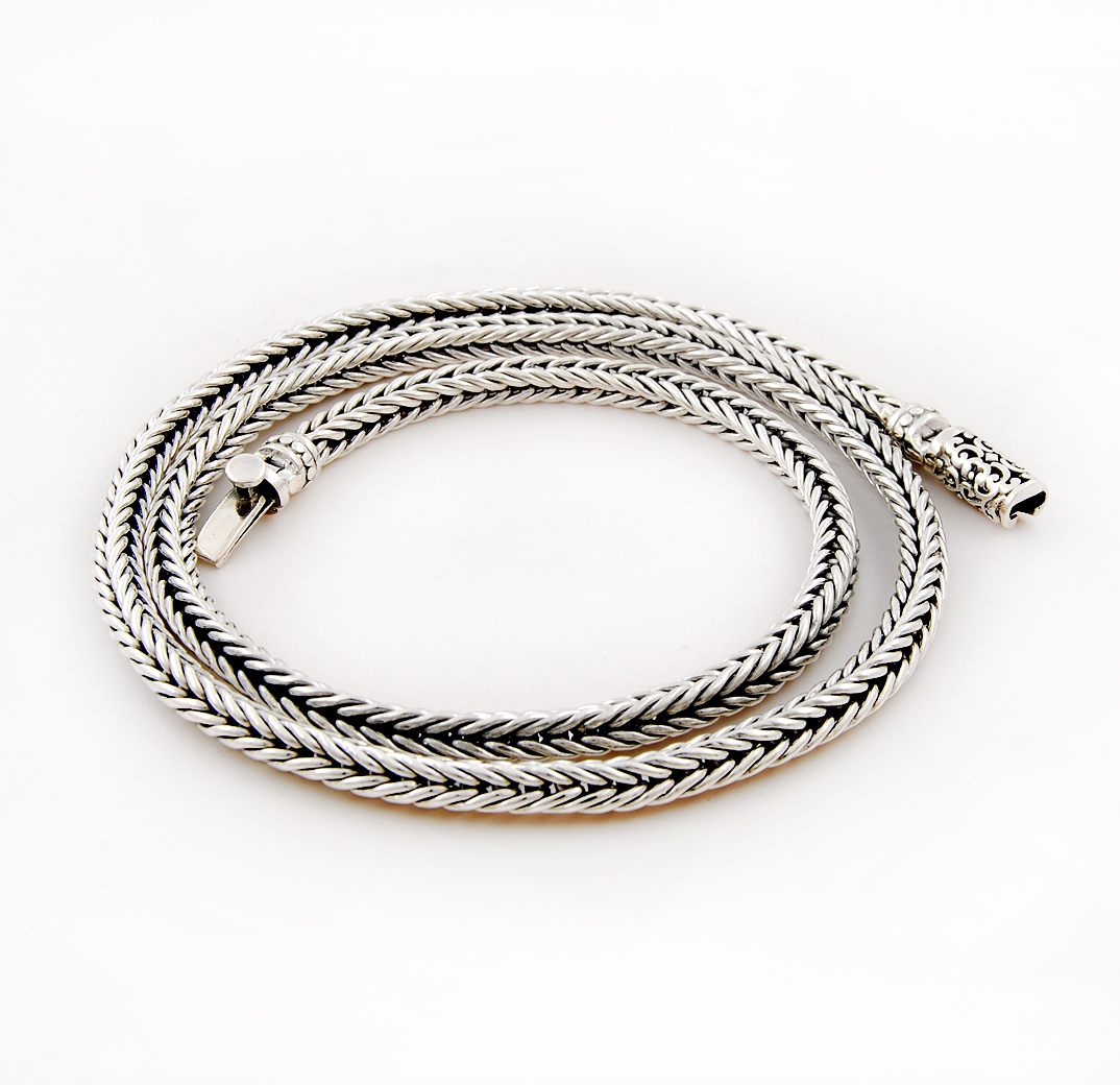 粗银四方立体蛇骨链男配链银链s925项链