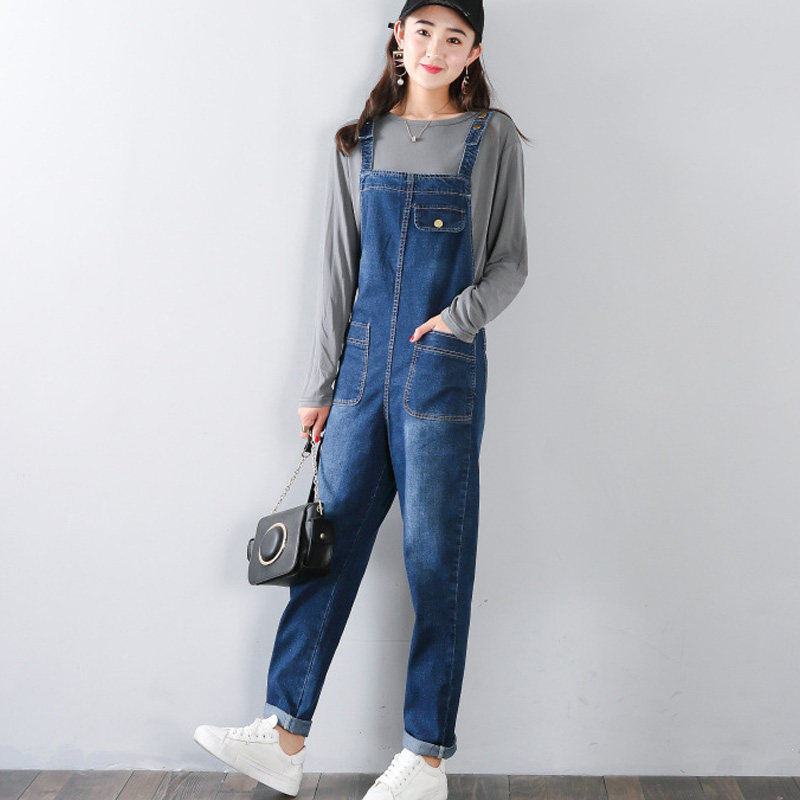 180加肥加大夏装背带裤女韩版宽松大码牛仔裤胖mm200斤胖妹妹裤子