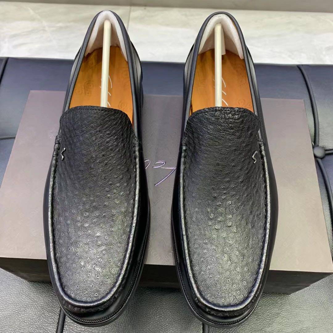 进口男鞋孔雀皮加牛皮商务务正装套脚皮鞋软皮正装皮鞋