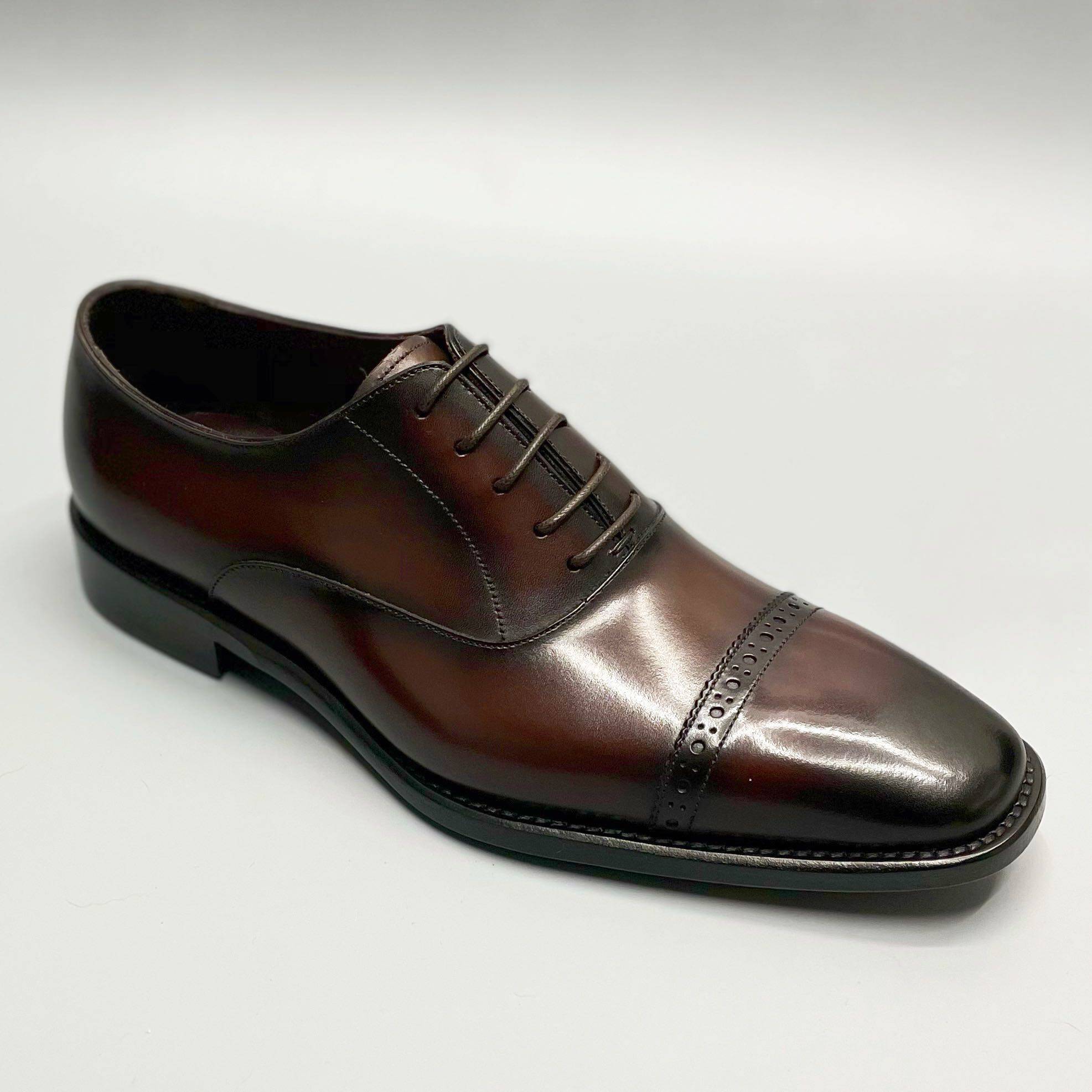 意大利男士三接头皮鞋商务务正系带方头男鞋牛津正装皮鞋