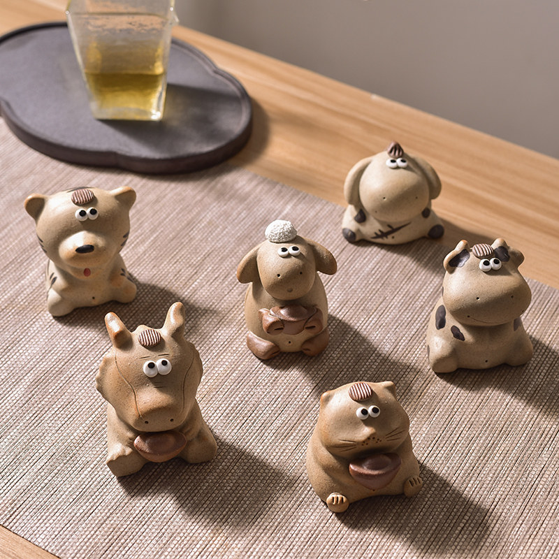 十二生肖手工陶瓷创意礼物摆件尿尿茶宠茶玩动物茶宠摆件
