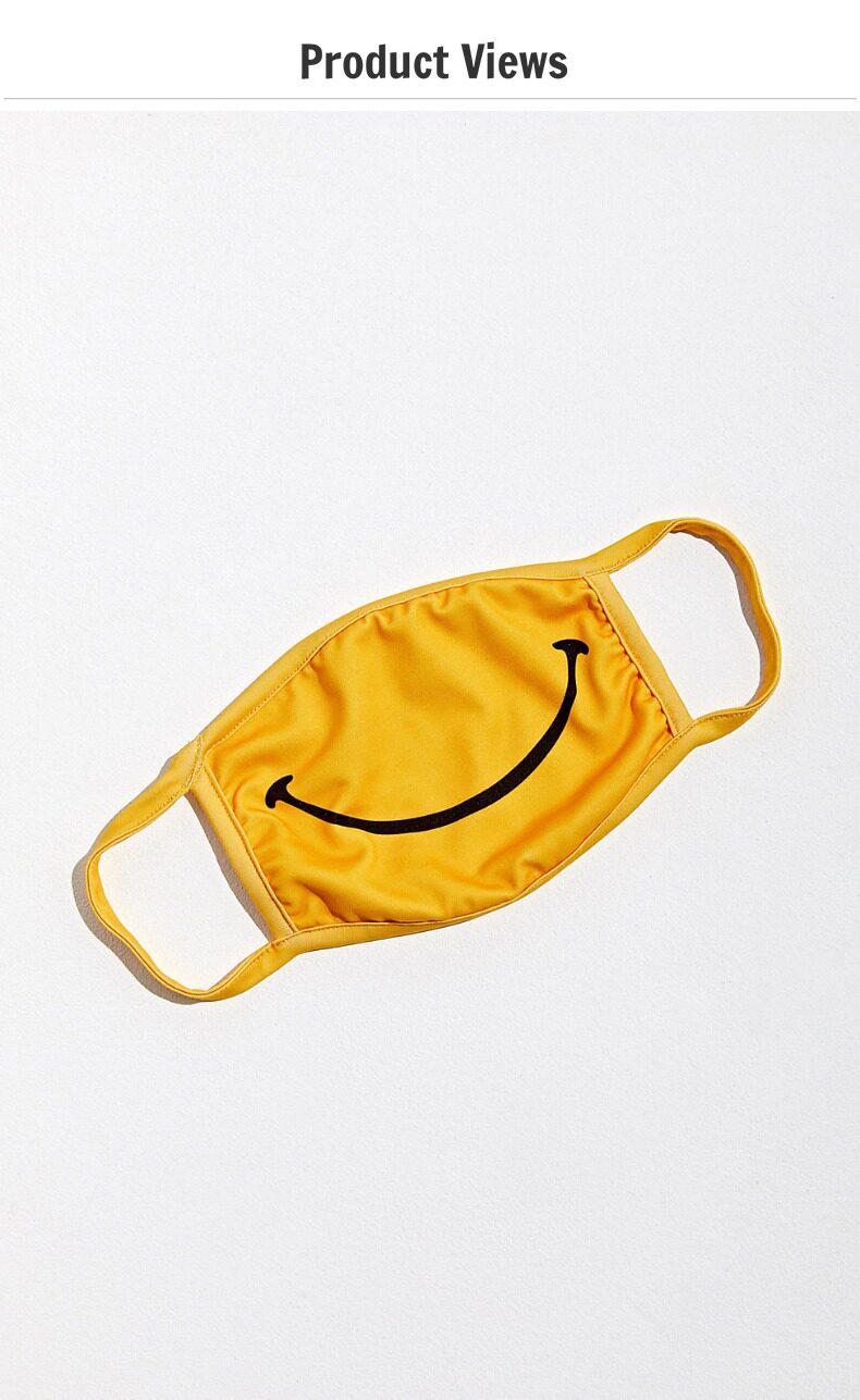 ins新款时尚简约笑脸印花表情棉质透气个性舒适口罩