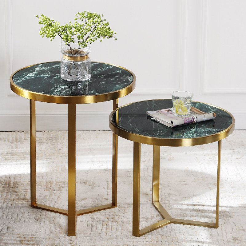 大理石沙发边角金属茶几转角网红奢意轻奢不锈钢角几