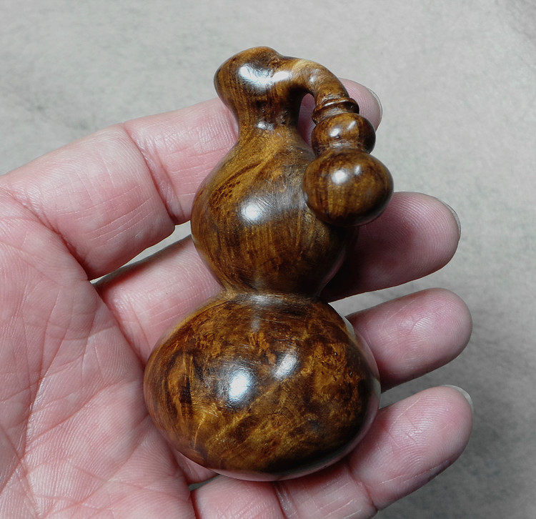 麻梨疙瘩葫芦手把摆件黑料鬼影满花收藏品一物木雕