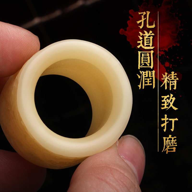 保真油润牛骨骆驼骨扳指驼骨戒指男士女情侣个性精工雕刻搭配送人