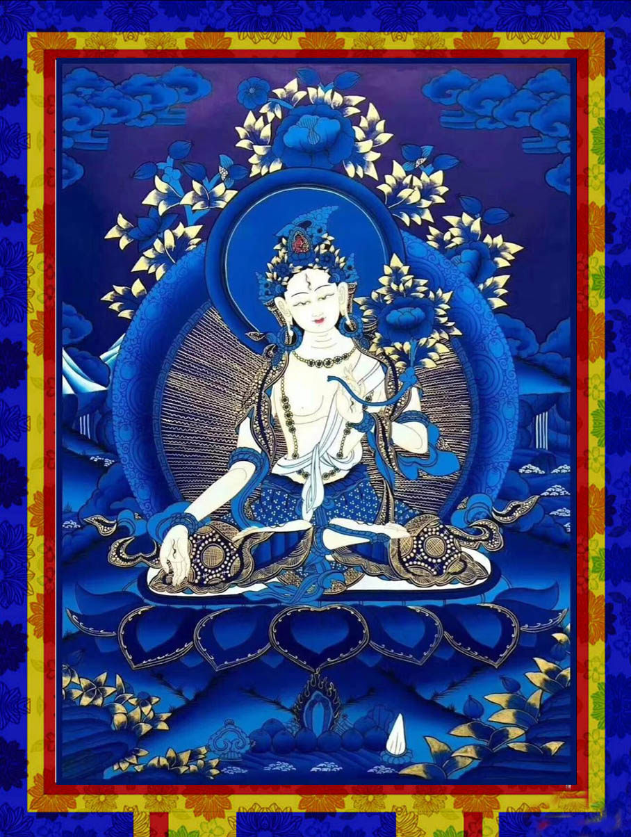 新款佛像精准印花十字绣唐卡白度母5d满钻钻石画佛十字绣套件