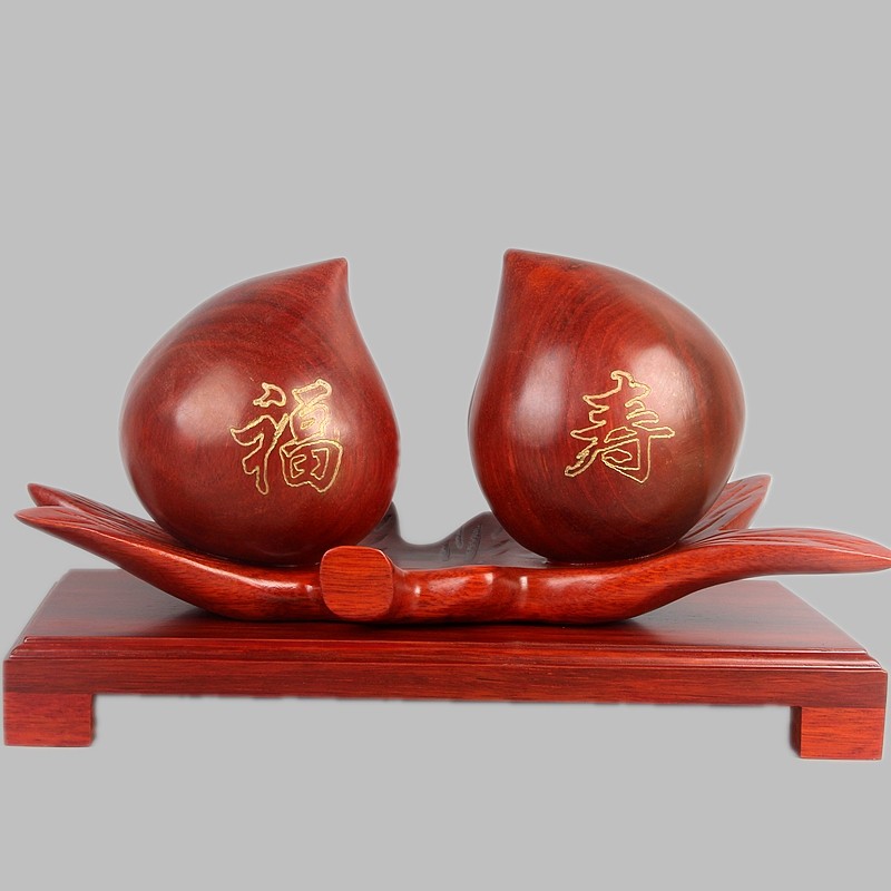 东阳红木福寿寿桃祝寿生日送礼雕刻家居装饰木雕木雕