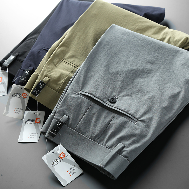 外贸原单撤柜尾单一线剪标男裤春夏款商务休闲裤弹力透气直筒长裤