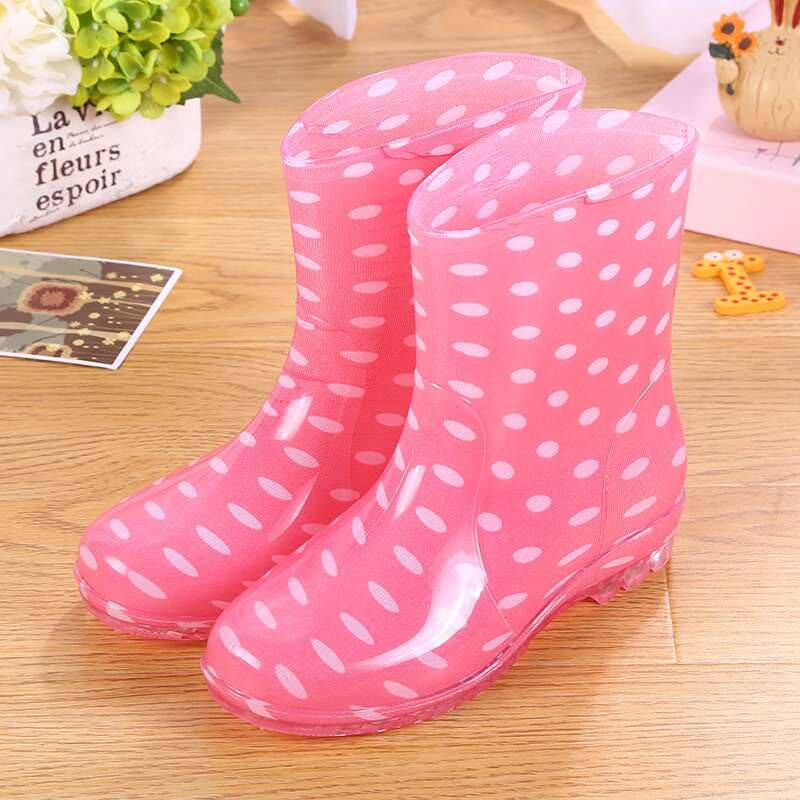 时尚女中中筒雨靴半统防水雨鞋防滑软底厨师雨鞋