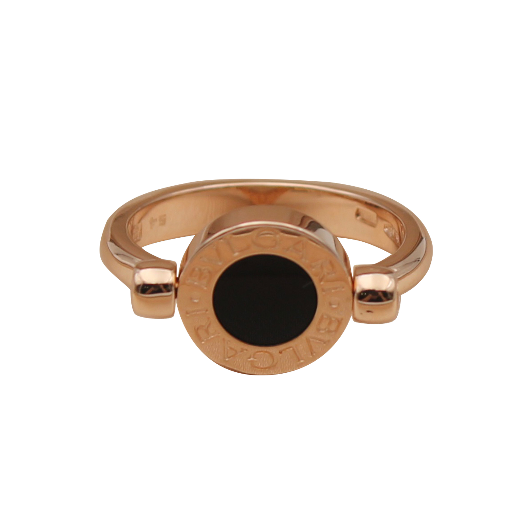 bvlgari宝格丽玫瑰金白贝母玛瑙双面翻转戒指54号戒指