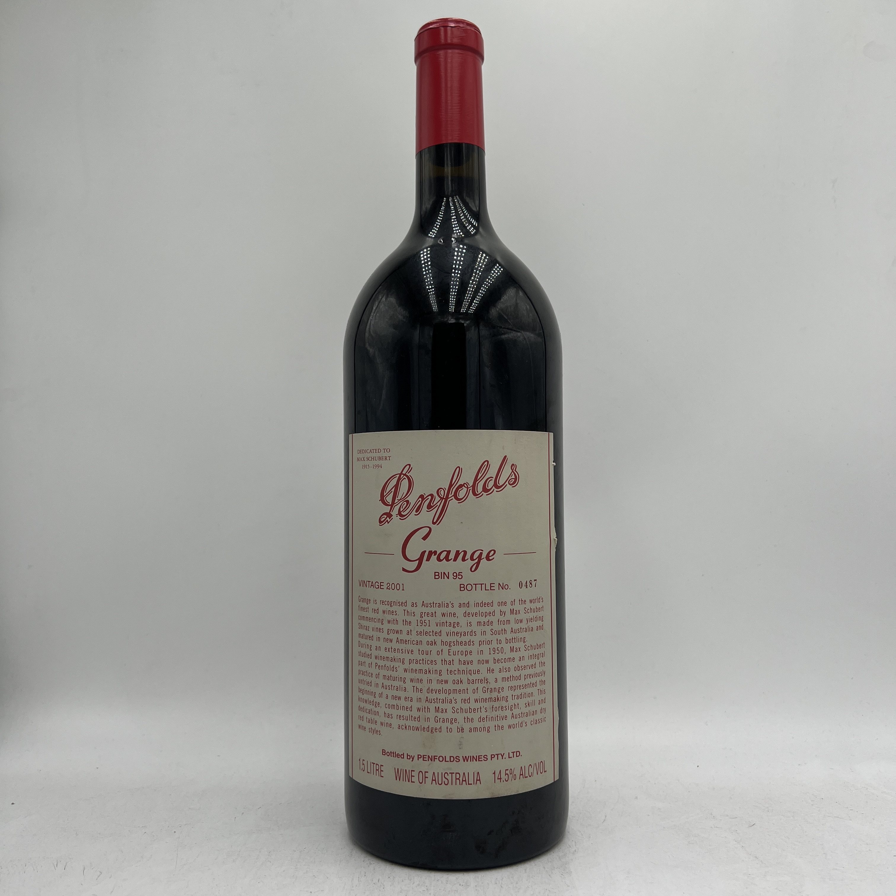 2001年奔富bin95 干红葡萄酒 木塞 1500ml*1 penfolds