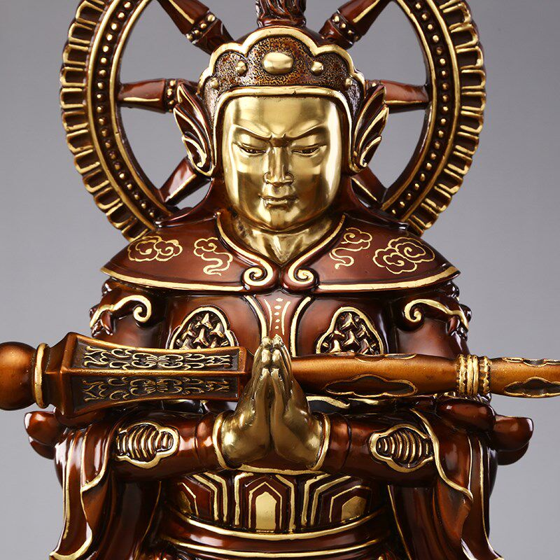 韦陀菩萨铜像神像切金佛教供奉韦驮纯铜居家机箱