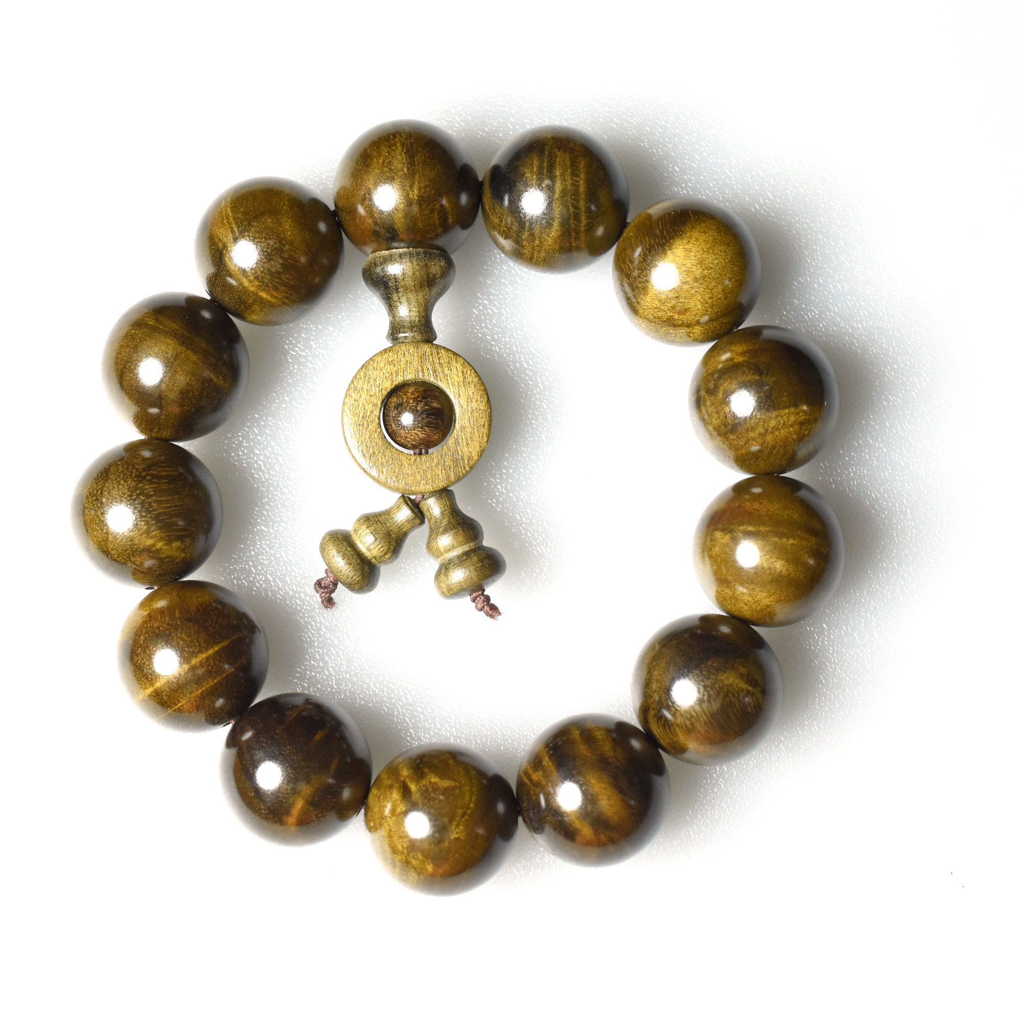 时来运转水波波纹金丝小叶桢楠佛珠文玩手串念珠佛珠