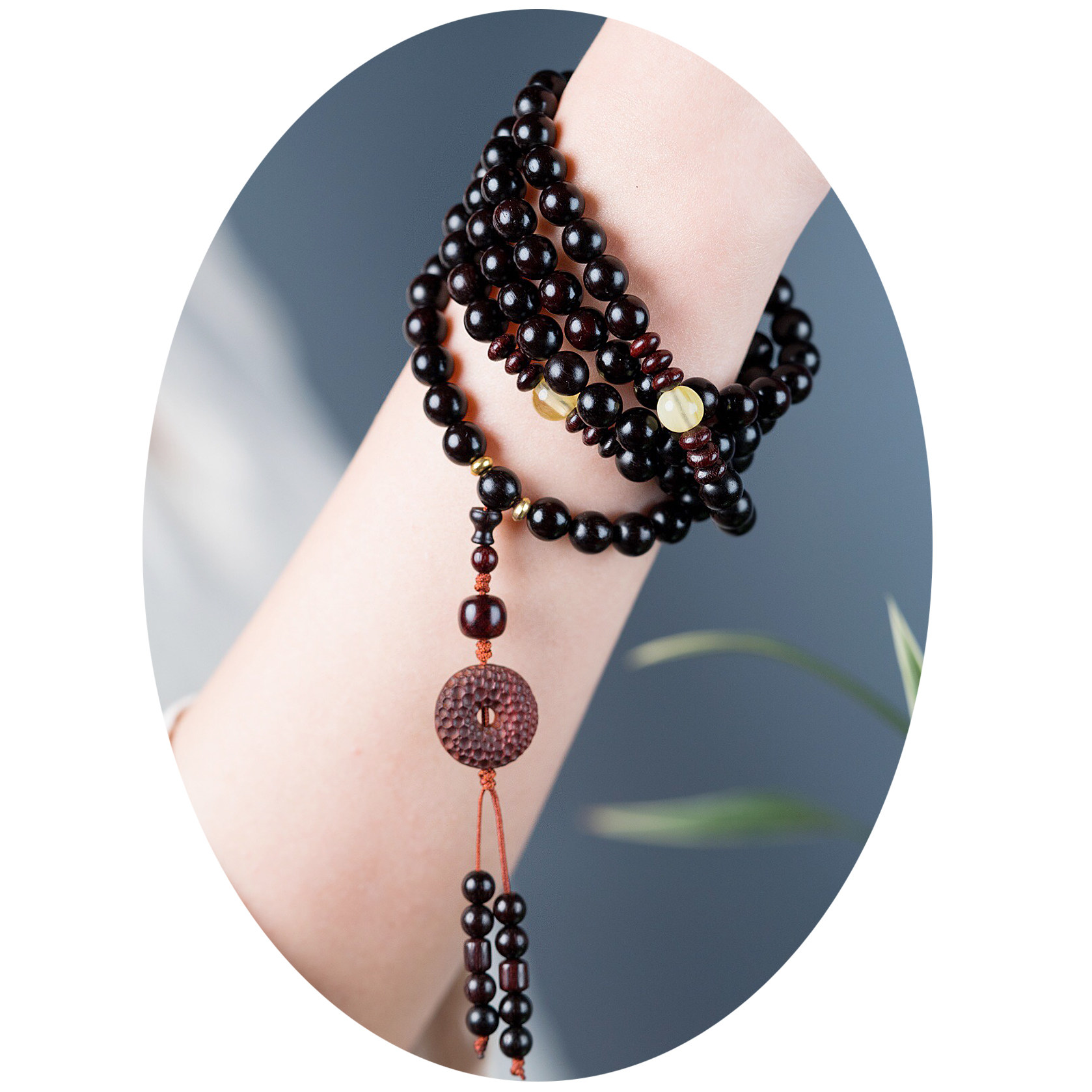 女款男女创意手链佛珠108颗8mm平安扣金星老料佛珠