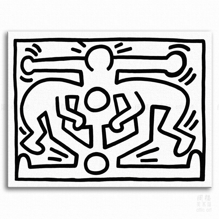 growing成长keithharing凯斯哈林装饰画5款单色版波普现代装饰画