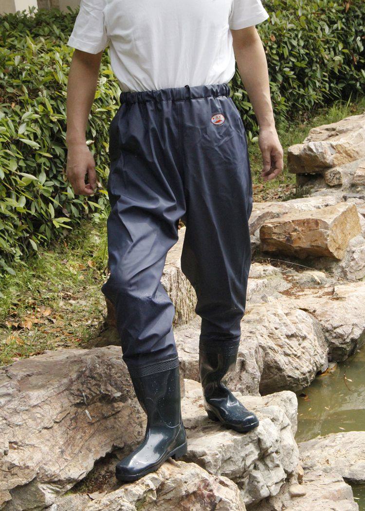 钓鱼包邮男女齐腰下水裤防涉水半身插秧裤带钓鱼鞋