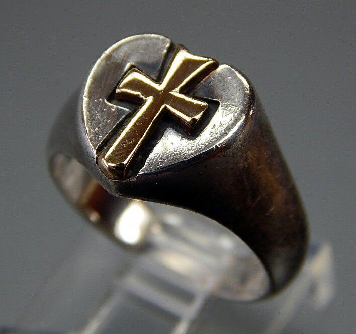 庭院西洋古董vtg首饰欧洲14k纯金宗教十字架戒指