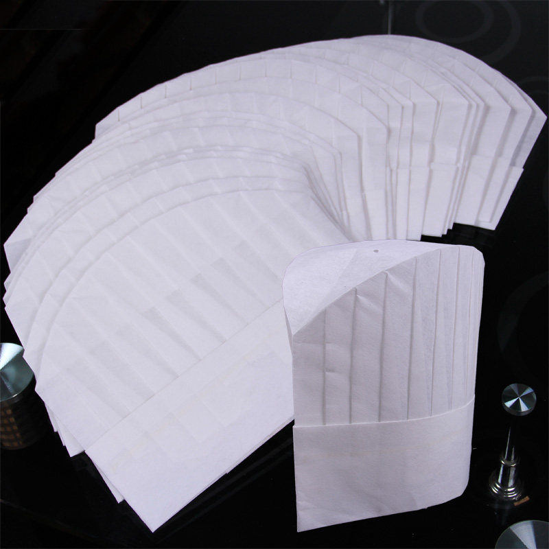 厨师纸帽透气一次性无纺布圆高帽 酒店西餐厅烘焙蛋糕厨师工作帽
