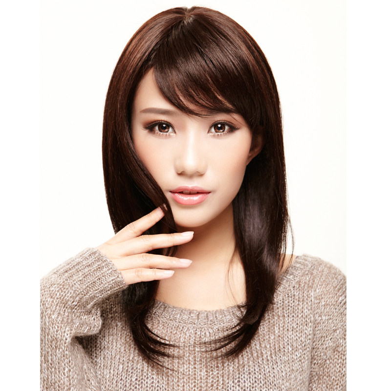 假发长直刘海逼真中长百搭修脸时尚发型发套日常整顶假发