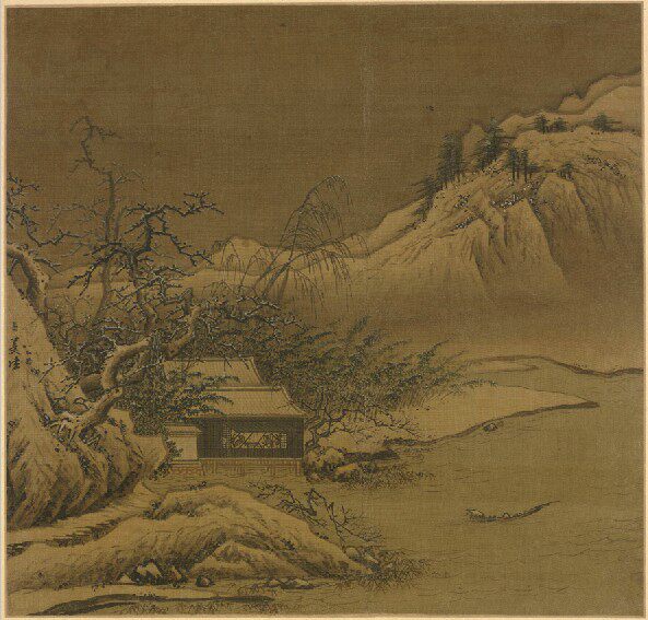仿古古画名画复制品宋夏圭堂客话图50-50厘米山水画