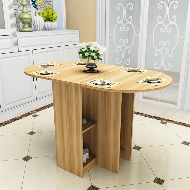 现代简约小户户型可伸缩简易折叠餐桌桌椅组合圆形折叠桌