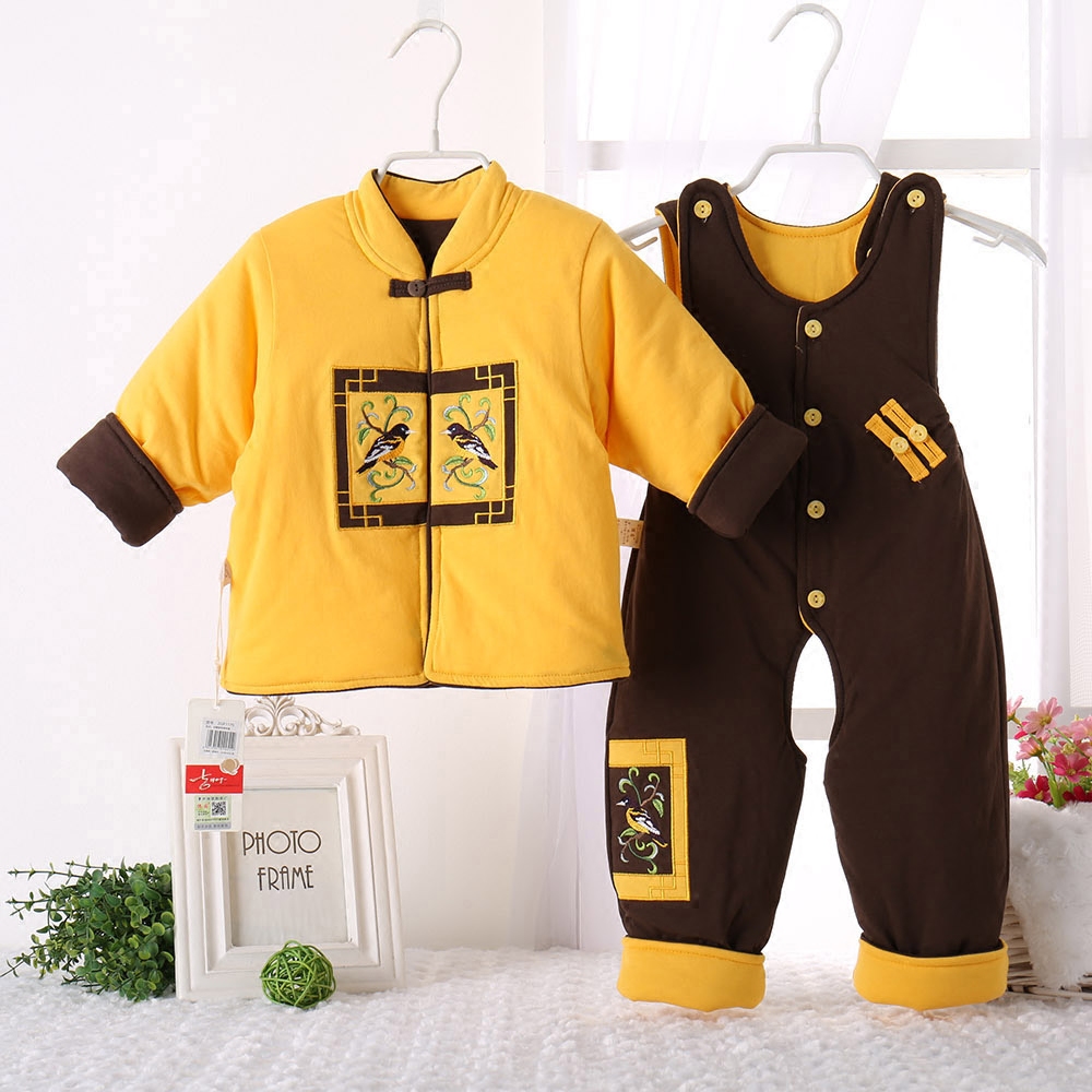 偶园婴儿秋冬棉衣套装唐装宝宝宝百天周周岁棉袄