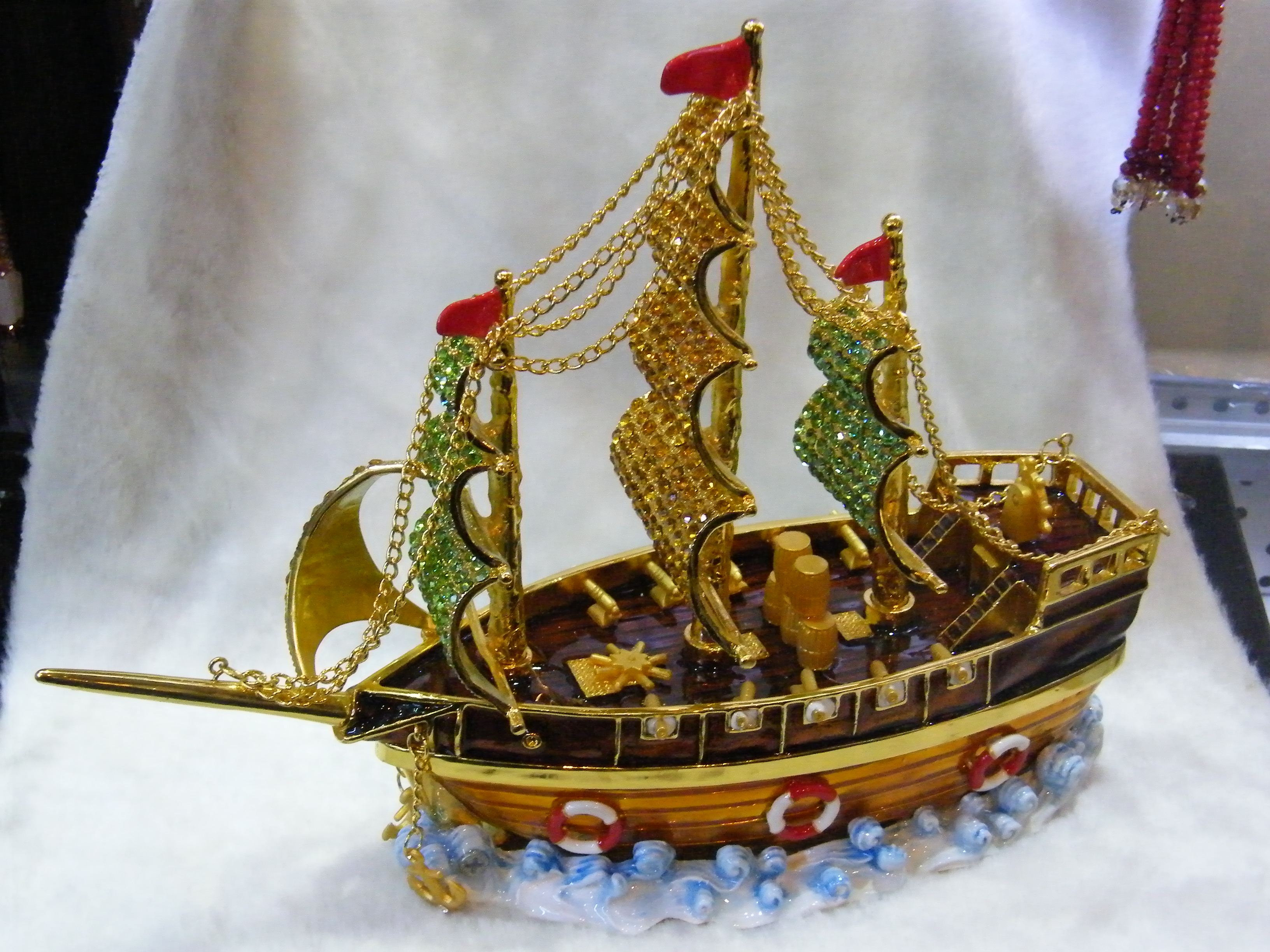 摆件金属镶钻工艺品办公室吉祥一帆风顺特大号帆船摆设摆件