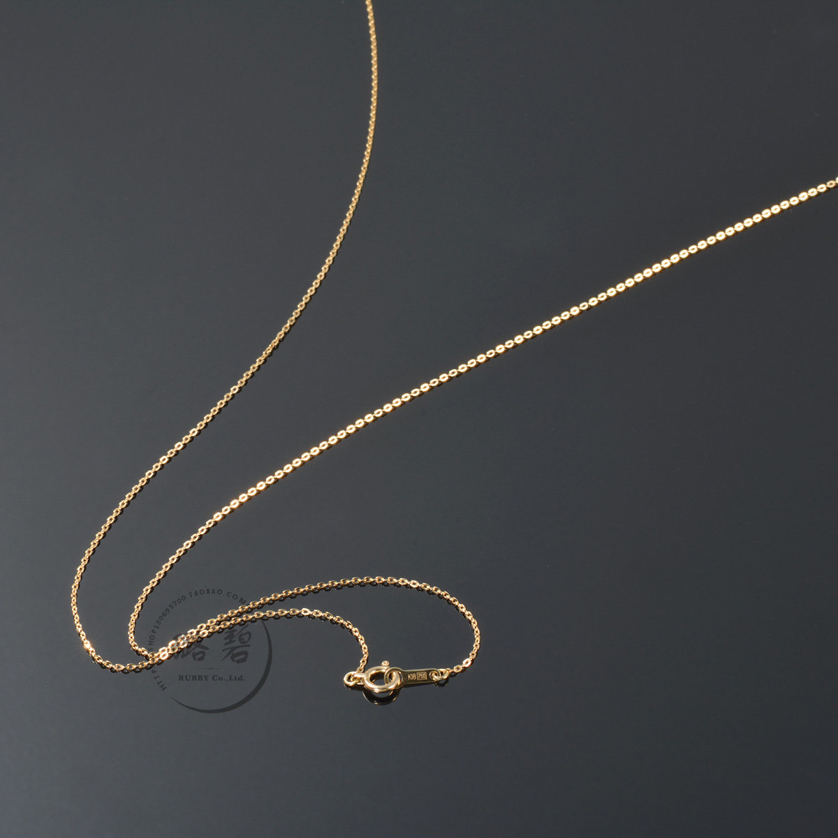 日本18k黄金项链首饰素链扁平十字字扁0字链颈饰