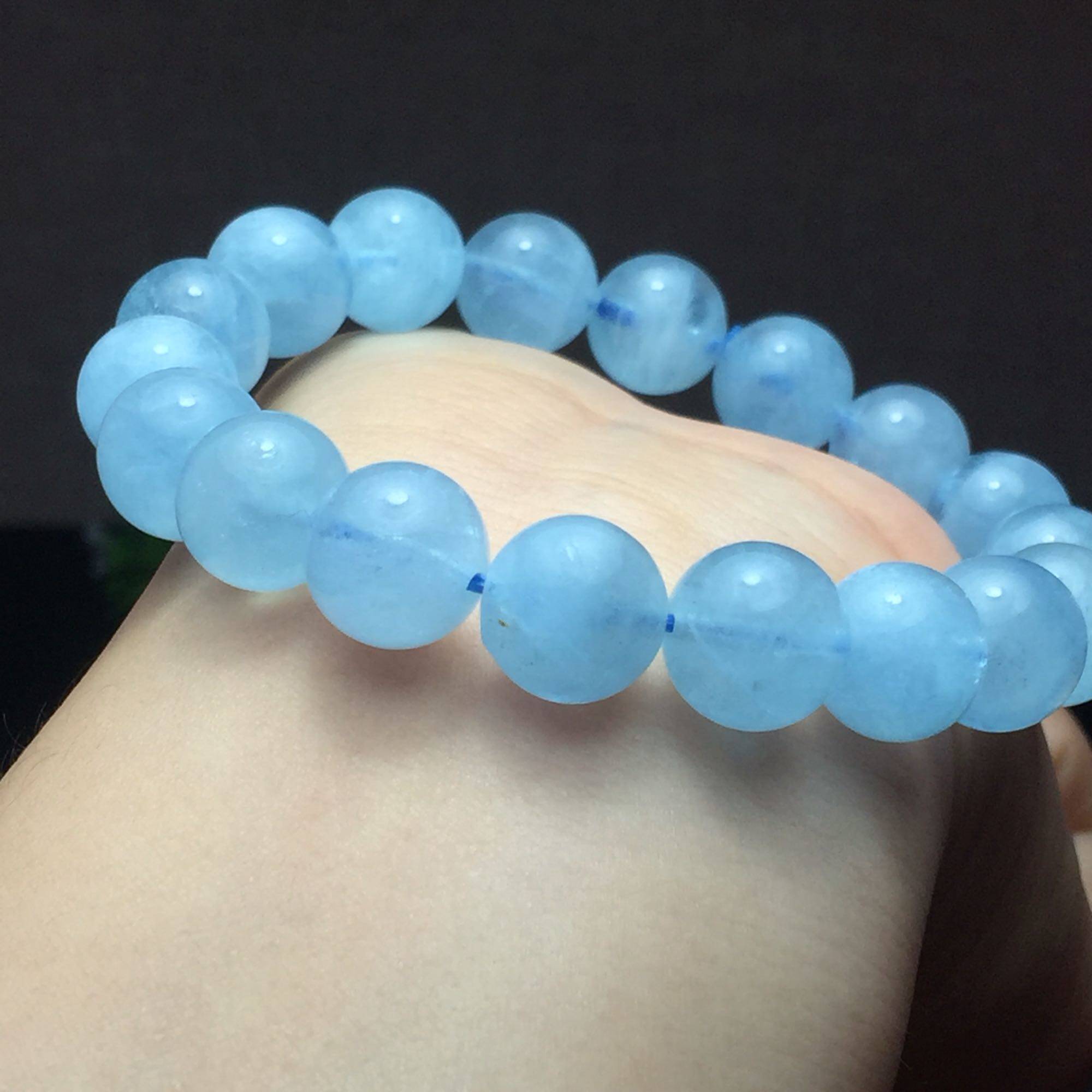 海蓝宝正品11mm纯天然手链手串水晶专卖五行补水手链