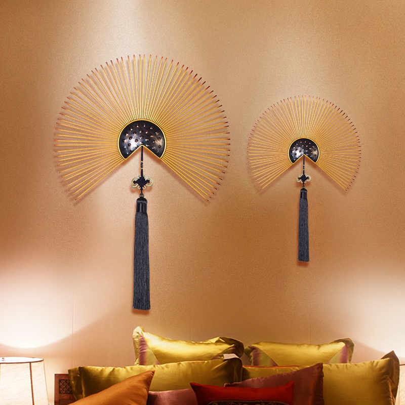 新中式墙上扇子餐厅玄关客厅壁挂装饰品扇形创意壁饰