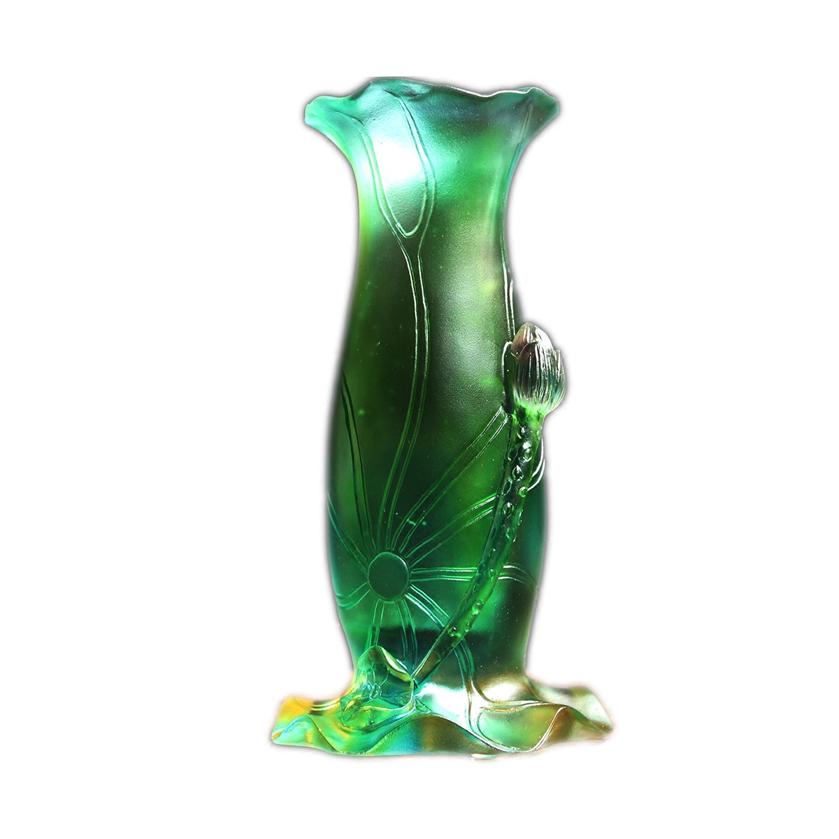 琉璃古法荷花净瓶佛前供瓶花瓶摆件一对客厅摆件