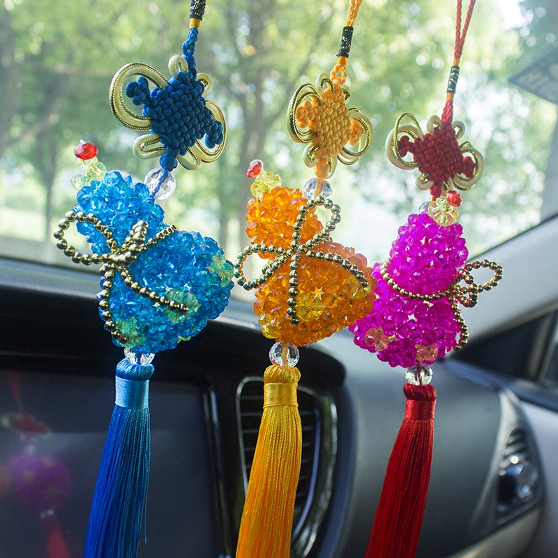 手工串珠成品汽车挂件平安招财中国结后视镜挂饰车挂