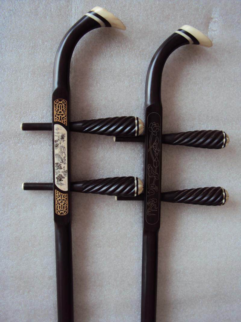 厂家檀骨杆带杆扁木素丝全雕银杆黑直销胡琴二胡