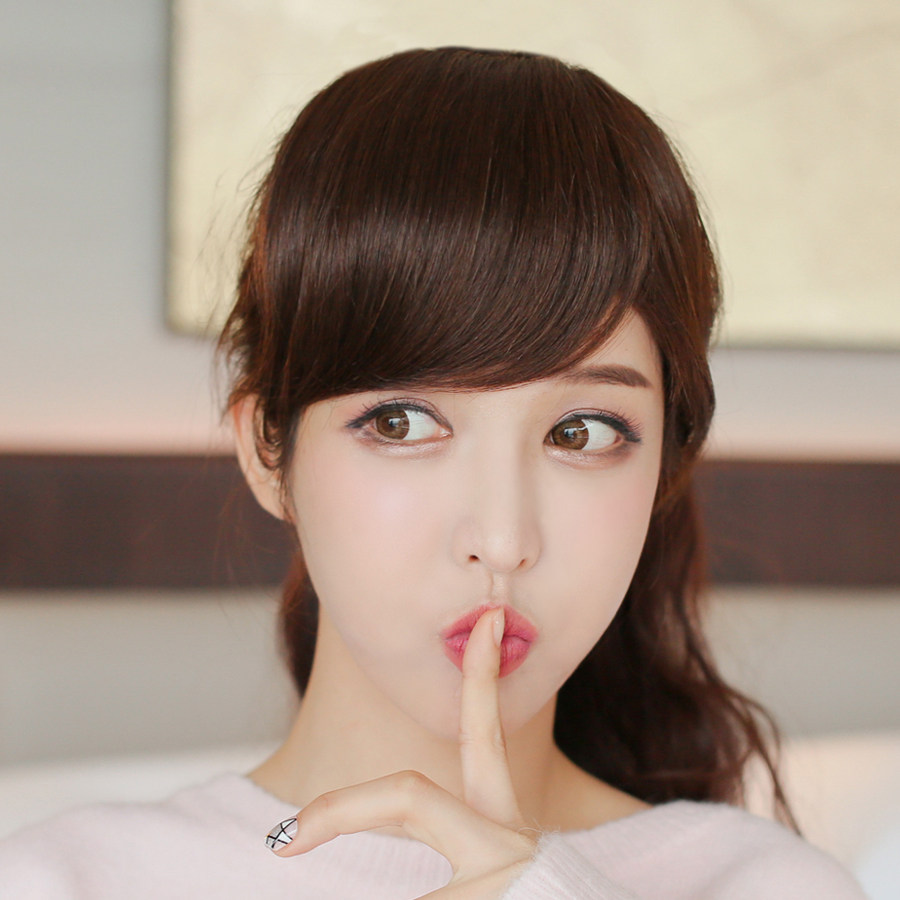 刘海片接假发海中刘海中发丝无痕隐形海女假刘刘海片