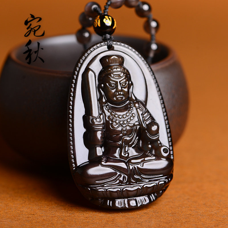 吊坠曜石冰彩生肖属鸡本命不动明王守护神项坠项坠