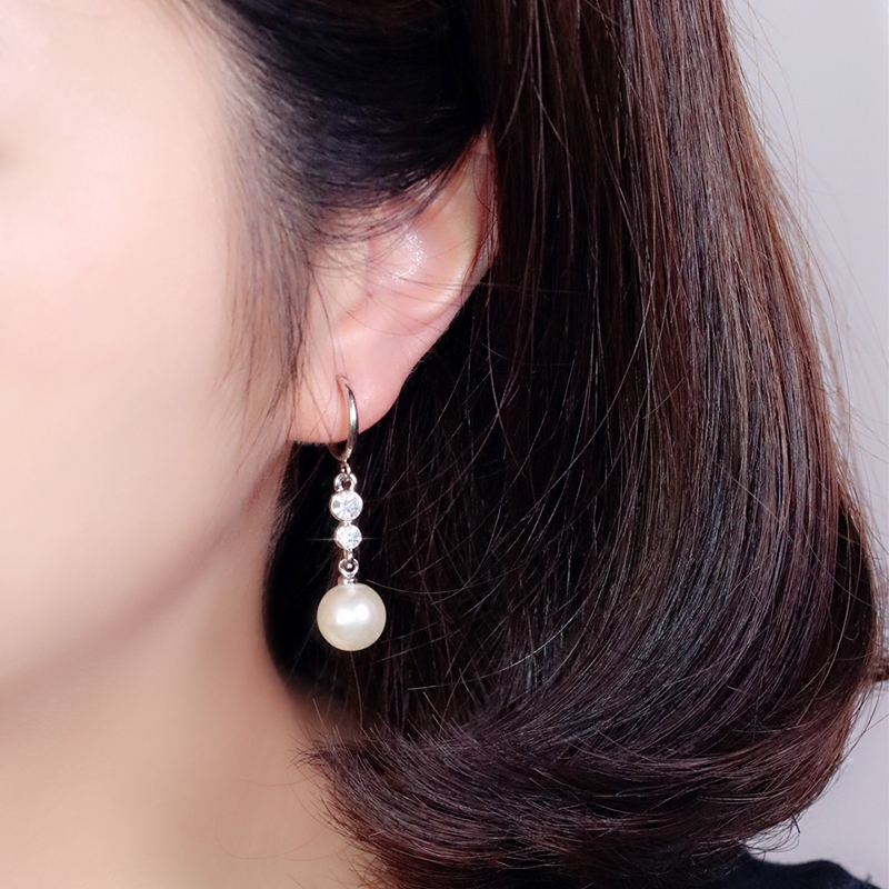 高级百搭优雅珍珠银耳钩无耳洞耳夹夹式耳饰耳环