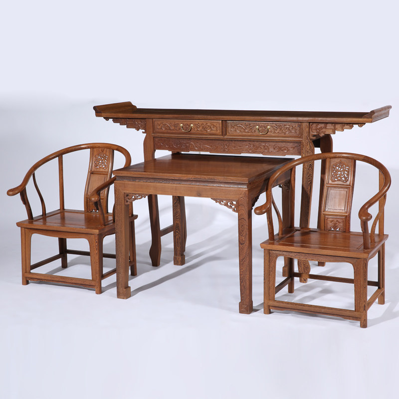 八仙桌红木家具鸡翅木中堂四件件套客厅组合圈椅条案条案