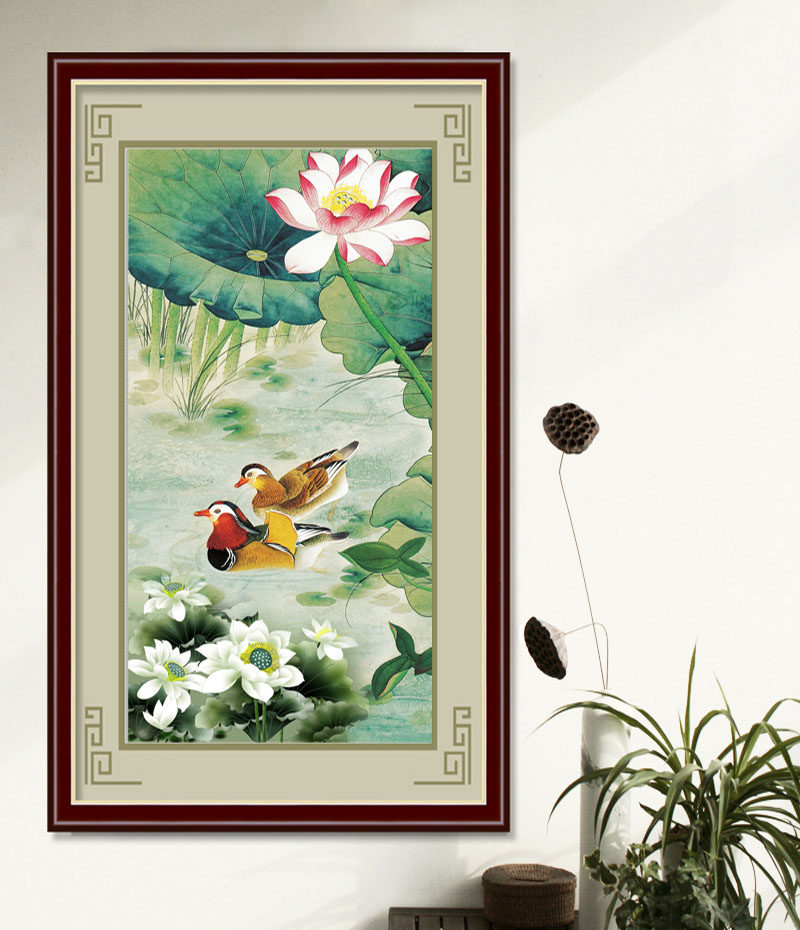 定制新品钻石客厅卧室丝线棉线印花十字绣玄关鸳鸯十字绣套件