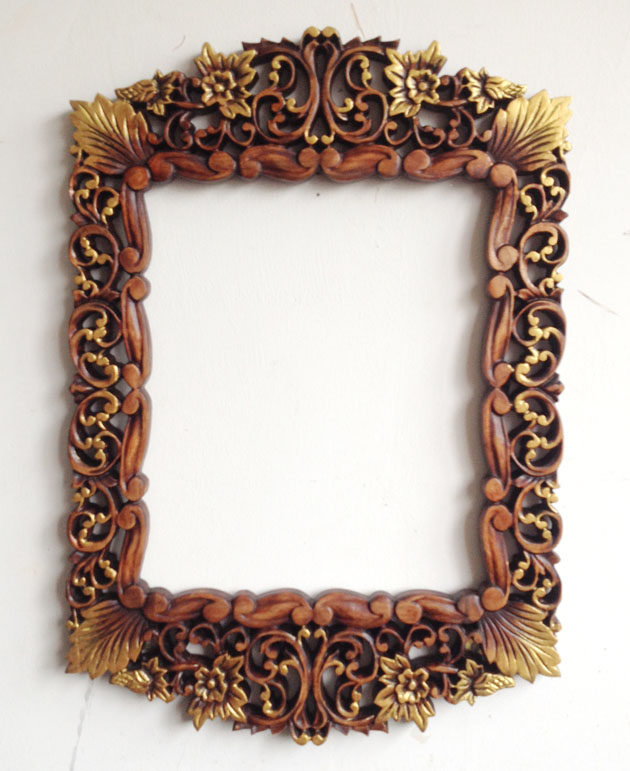 新品雕花定制美容镜框浴室洗手间实木新中式长形浴室镜