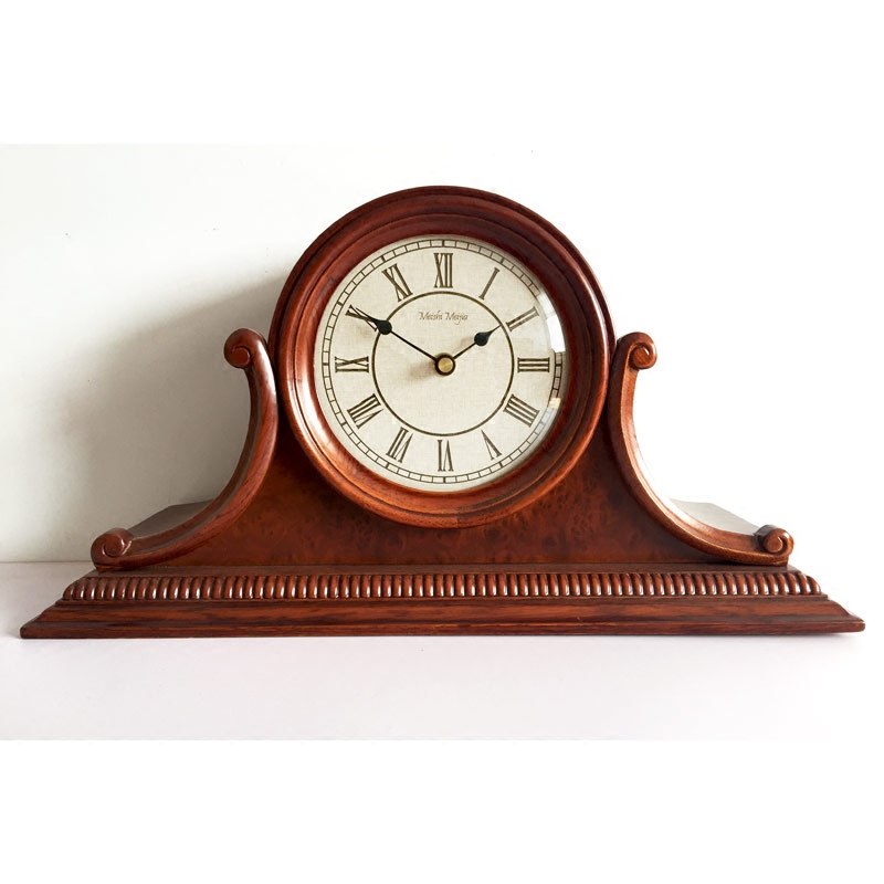 美式复古实木台钟音乐报时壁炉钟欧式古典简约电视柜座钟摆件zw01