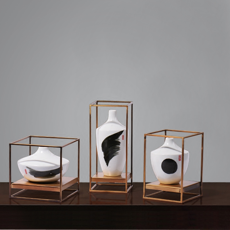 现代新中式式禅意水墨画酒店陶瓷摆件样板室内装饰摆件