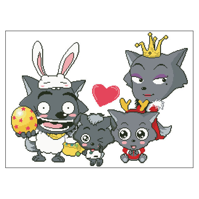 灰太狼快乐的一家人全家福红太十字绣十字绣套件