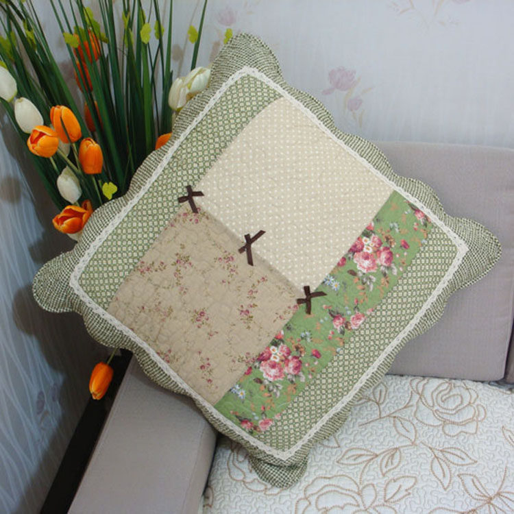 靠垫抱枕欧式绿蝴蝶蝴蝶结拼布枕套靠背床头沙发靠垫