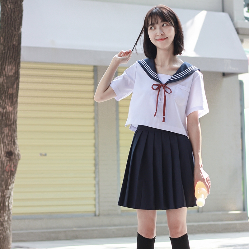 日本款绀色校服班服女学生军风服海水手基础正统学生校服