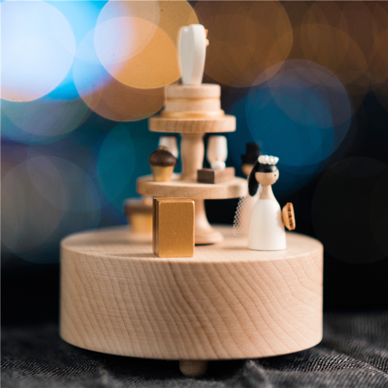 jeancard旋转音乐盒八音盒木质送女友生日结婚圣诞节礼物婚礼-图2