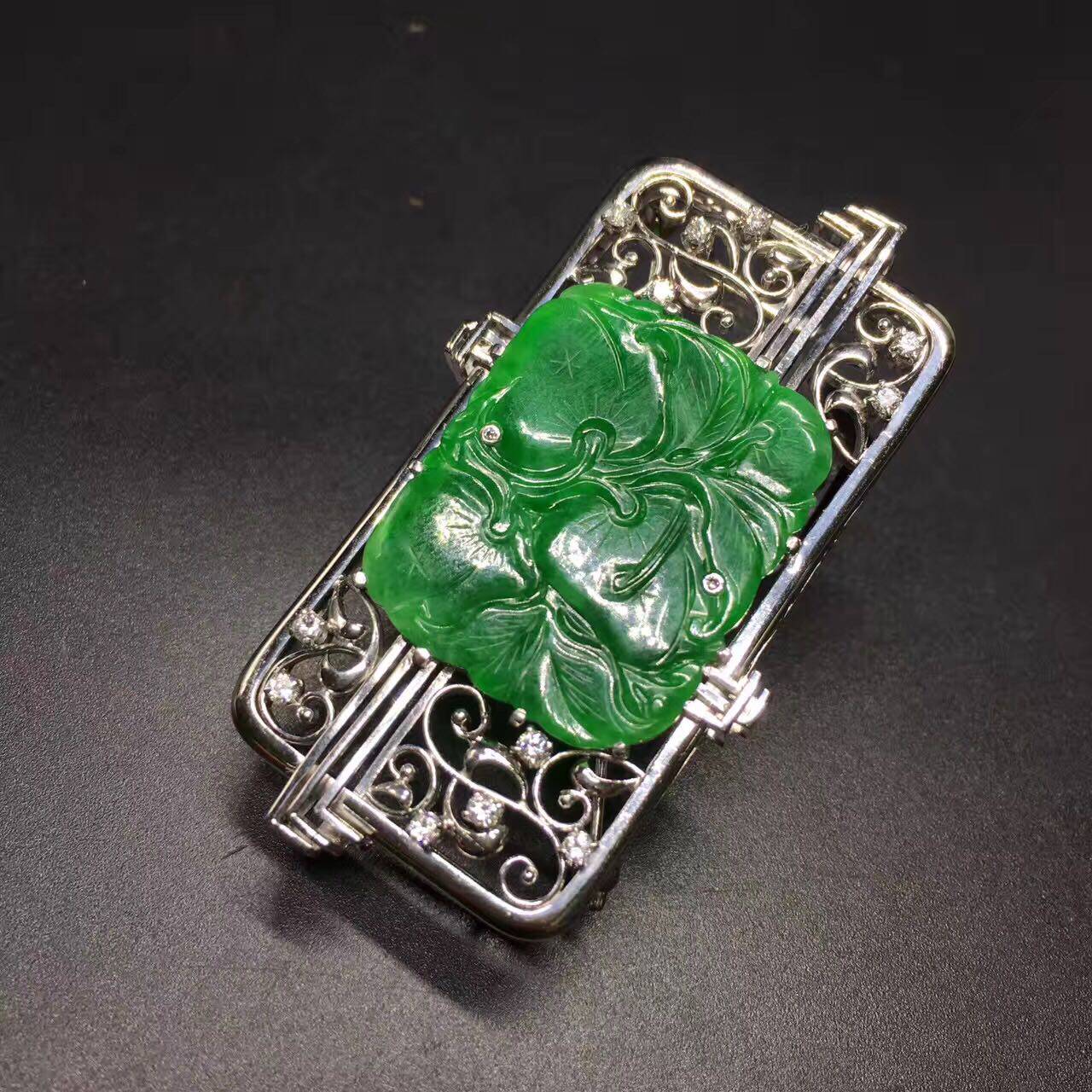 铂金腰带皮带带留翡翠钻石pt900阿珠打造重金皮带扣