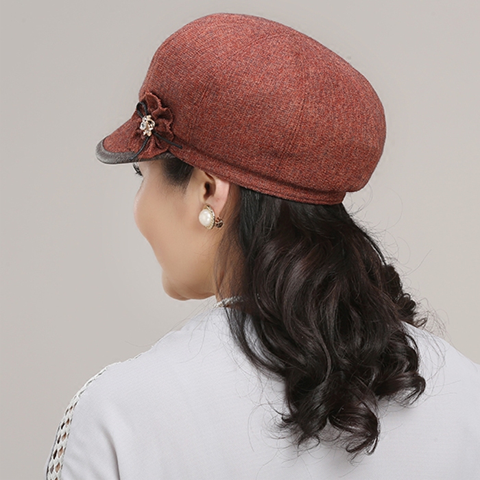 春秋中老年女帽帽子亚麻八角中年妈妈画家夏天帽子